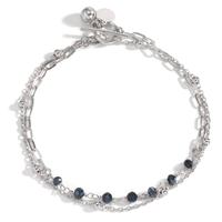 Bracelet Argent Cristal noir, 7 Pierres Rhodié 19 cm-601051