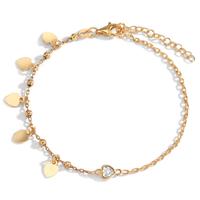 Bracelet Argent Cristal jaune Plaqué or Coeur 17-20 cm-601052