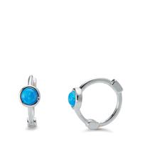 Créoles à charnières Argent [synth. Stein] bleu, 2 Pierres-601152