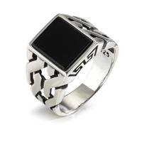 Bague Argent Onyx Patinée-601214