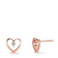 Clous d'oreilles Argent Zircone 2 Pierres rosé Plaqué or Coeur Ø8.5 mm-601218