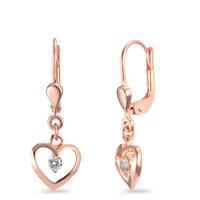 Pendant d'oreilles Argent Zircone 2 Pierres rosé Plaqué or Coeur Ø9 mm-601219