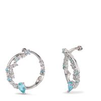 Klappcreolen Silber Topas 12 Steine, Zirkonia weiss, 20 Steine rhodiniert-601247