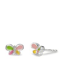 Clous d'oreilles Argent Zircone 6 Pierres Émaillé Papillon-601263