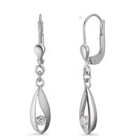 Pendant d'oreilles Or blanc 9K Zircone 2 Pierres-601303