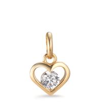Pendentif Or jaune 9K Zircone Coeur Ø8 mm-601316