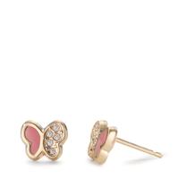 Clous d'oreilles Or jaune 9K Zircone 10 Pierres Laqué Papillon Ø6 mm-601356