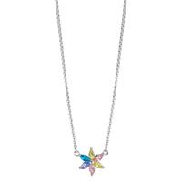Collier Argent Zircone 6 Pierres Fleur 36-38 cm-601476