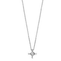 Collier Or blanc 18K Diamant 0.015 ct, w-si Croix 40-42 cm-601491