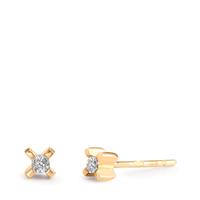 Clous d'oreilles Or jaune 18K Diamant 0.01 ct, 2 Pierres, w-si Ø3.5 mm-601495