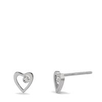 Clous d'oreilles Or blanc 18K Diamant 0.01 ct, 2 Pierres, w-si Coeur Ø6 mm-601524