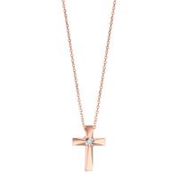 Collier 750/18 K Rotgold Diamant 0.005 ct, w-si Kreuz 40-42 cm verstellbar-601550