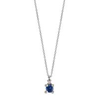 Collier Or blanc 18K Saphir bleu, Diamant blanc, 0.01 ct, w-si 40-42 cm Ø3.5 mm-601551