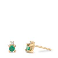 Clous d'oreilles Or jaune 18K Émeraude 0.24 ct, 4 Pierres Ø4 mm-601554