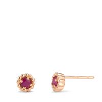 Clous d'oreilles Or rouge 18K Rubis 0.30 ct, 2 Pierres Ø5.5 mm-601556