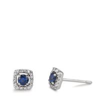 Clous d'oreilles Or blanc 18K Saphir 34 Pierres Ø5.5 mm-601565
