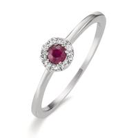 Bague solitaire Or blanc 18K Rubis 10 Pierres Ø5 mm-601607