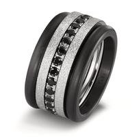 Bague Acier inoxydable, Carbone Zircone noir-601829