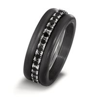 Bague Acier inoxydable, Carbone Zircone noir-601830