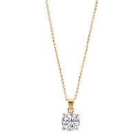 Collier Argent Zircone 2 Pierres jaune Plaqué or 42-47 cm-602112