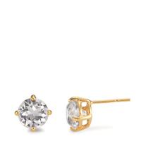 Clous d'oreilles Argent Zircone 2 Pierres jaune Plaqué or Ø8 mm-602113