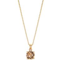 Collier Argent Zircone champagne, 2 Pierres jaune Plaqué or 42-47 cm-602114