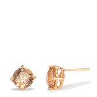 Clous d'oreilles Argent Zircone champagne, 2 Pierres jaune Plaqué or Ø8 mm-602115