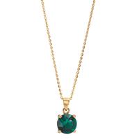 Collier Argent Zircone vert, 2 Pierres jaune Plaqué or 42-47 cm-602116