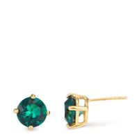 Clous d'oreilles Argent Zircone vert, 2 Pierres jaune Plaqué or Ø8 mm-602117