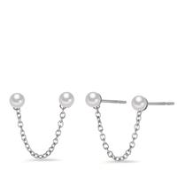 Pendant d'oreilles Acier inoxydable [shining Pearls] blanc, 2 Perles, 3 mm-602322