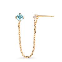Clous d'oreille à l'unité Bronze Zircone aqua, 2 Pierres Plaqué or-602358