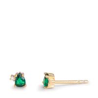 Clous d'oreilles Argent Zircone vert, 4 Pierres jaune Plaqué or Ø4 mm-602395