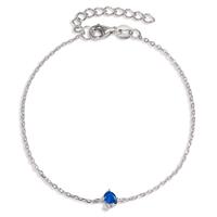 Bracelet Argent Zircone bleu saphir, 2 Pierres Rhodié 16-19 cm-602396