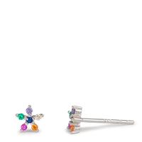 Clous d'oreilles Argent Zircone 12 Pierres Rhodié Fleur Ø5.5 mm-602587