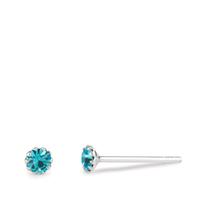 Clous d'oreilles Argent Zircone aqua, 2 Pierres Ø3 mm-602624