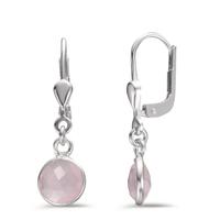 Pendant d'oreilles Argent Calcédoine rose, 2 Pierres Ø7 mm-602626