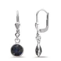 Pendant d'oreilles Argent Saphir 2 Pierres Ø7 mm-602653