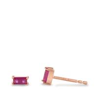 Clous d'oreilles Argent Zircone rose, 2 Pierres rosé Plaqué or-602788