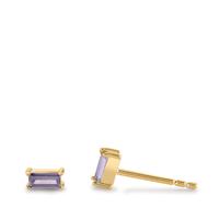 Clous d'oreilles Argent Zircone violet, 2 Pierres jaune Plaqué or-602792