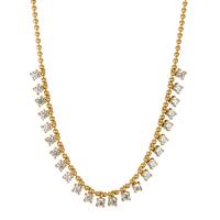 Collier Argent Zircone 24 Pierres jaune Plaqué or 37-42 cm-602801