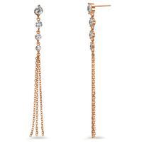Pendant d'oreilles Argent Zircone 8 Pierres rosé Plaqué or-602808