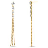 Pendant d'oreilles Argent Zircone 8 Pierres jaune Plaqué or-602809