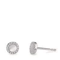 Clous d'oreilles Argent Zircone Rhodié nacre blanc Ø6 mm-602822