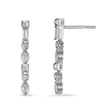 Pendant d'oreilles Argent Zircone 8 Pierres Rhodié-602831