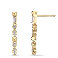 Pendant d'oreilles Argent Zircone 8 Pierres jaune Plaqué or-602833