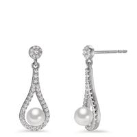 Pendant d'oreilles Argent Zircone Rhodié [shining Pearls] blanc, 2 Perles-602885