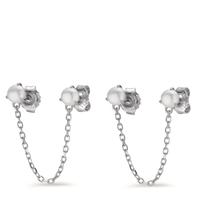 Boucles d'oreilles Argent Rhodié perle d'eau douce blanc, 2 Perles, 5 mm-602897