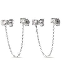 Clous d'oreilles Argent Zircone 2 Pierres Rhodié Ø5 mm-602921