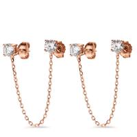 Clous d'oreilles Argent Zircone 2 Pierres rosé Plaqué or-602922