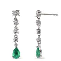 Pendant d'oreilles Argent Zircone vert, 10 Pierres Rhodié-602945